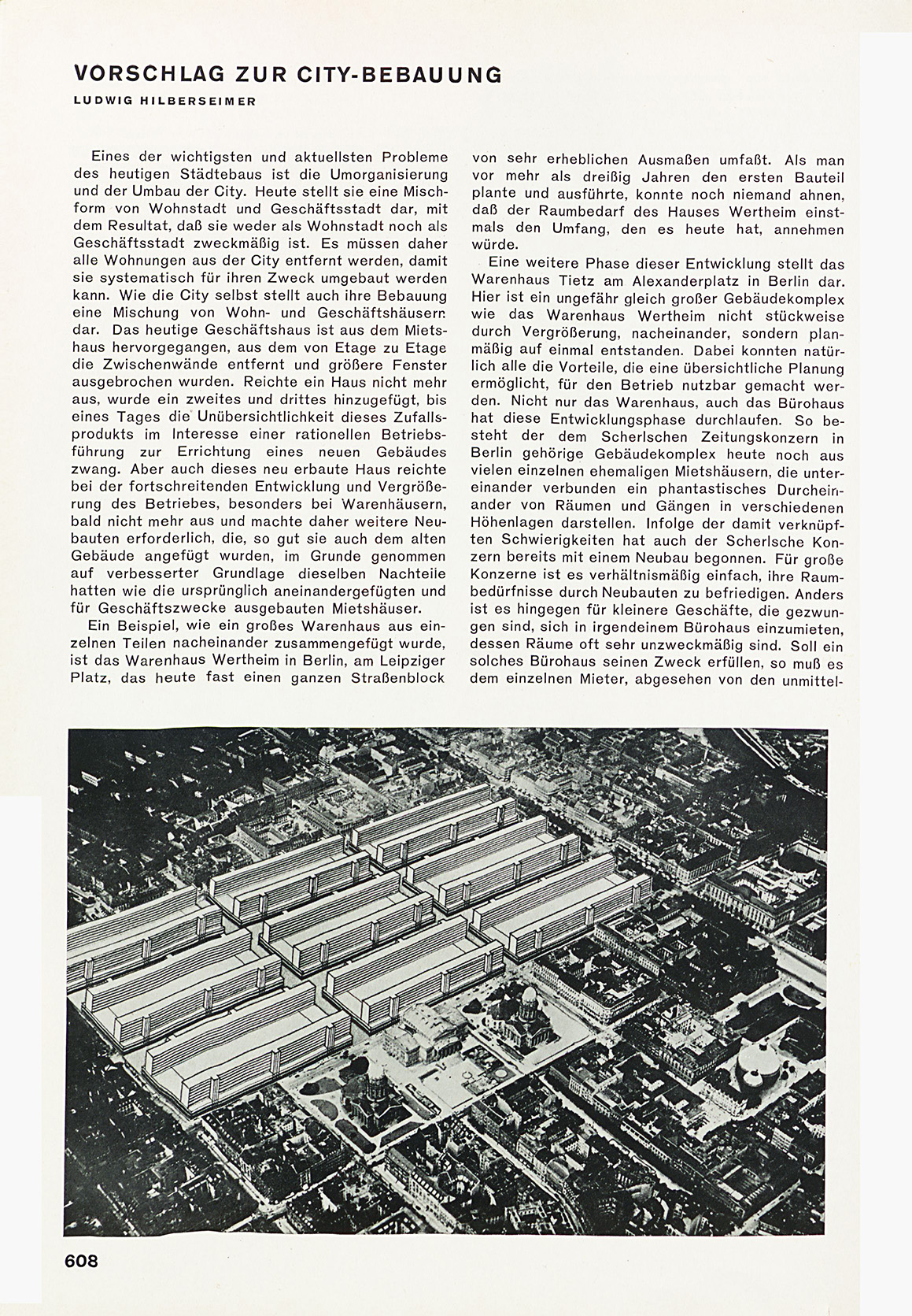 Proposal for a new city centre of Berlin by Ludwig Hilberseimer (1930).